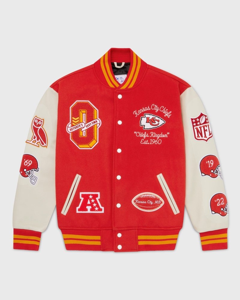 outerwear octobers very own ovo nfl kansas city chiefs varsity jacket red