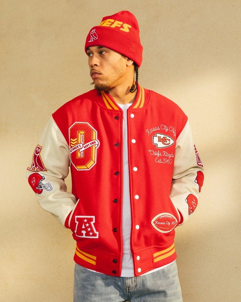 outerwear octobers very own ovo nfl kansas city chiefs varsity jacket red