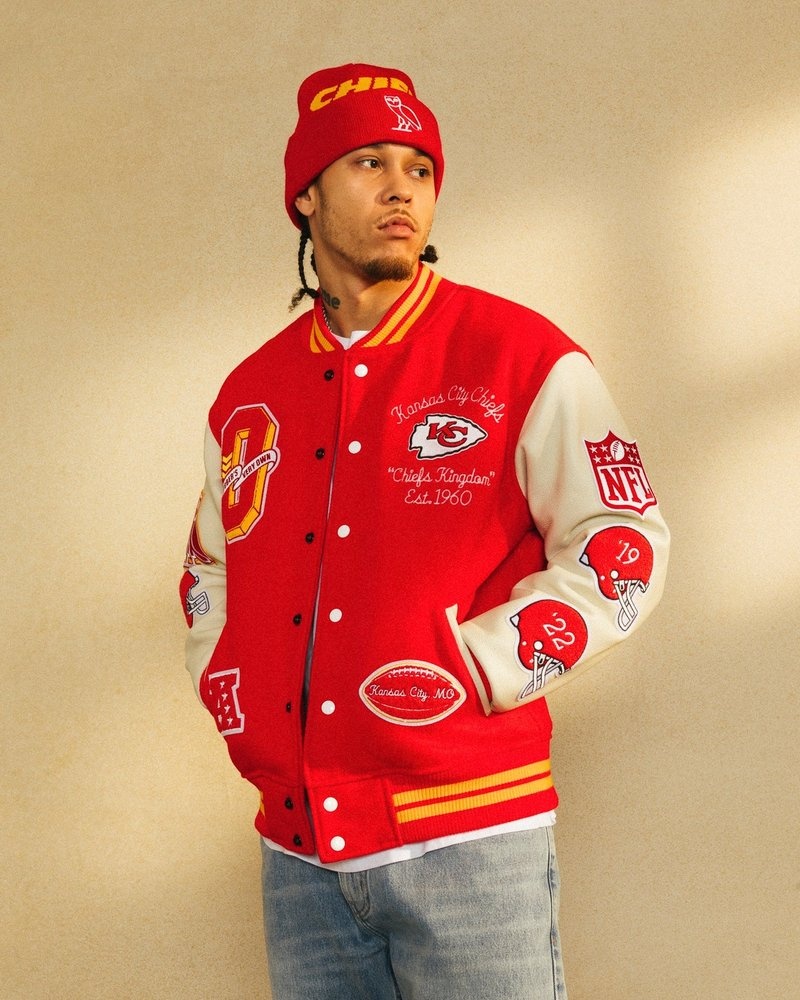 outerwear octobers very own ovo nfl kansas city chiefs varsity jacket red