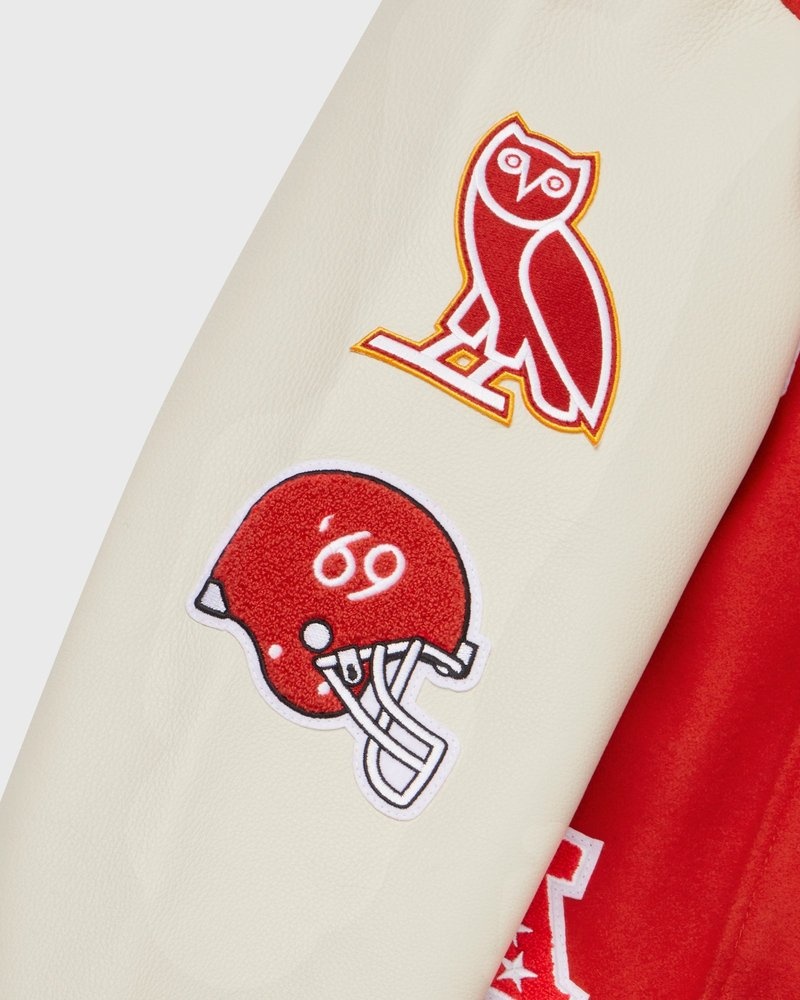 outerwear octobers very own ovo nfl kansas city chiefs varsity jacket red