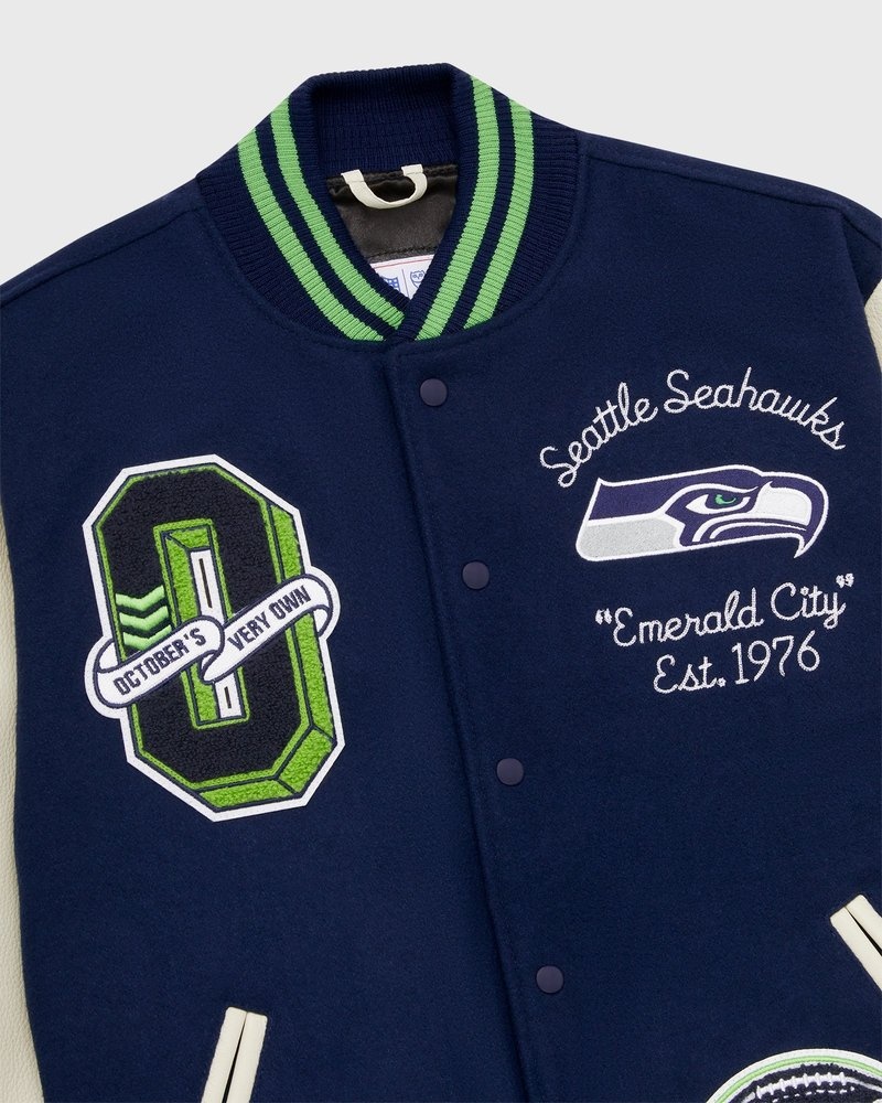 outerwear octobers very own ovo nfl seattle seahawks varsity jacket blue