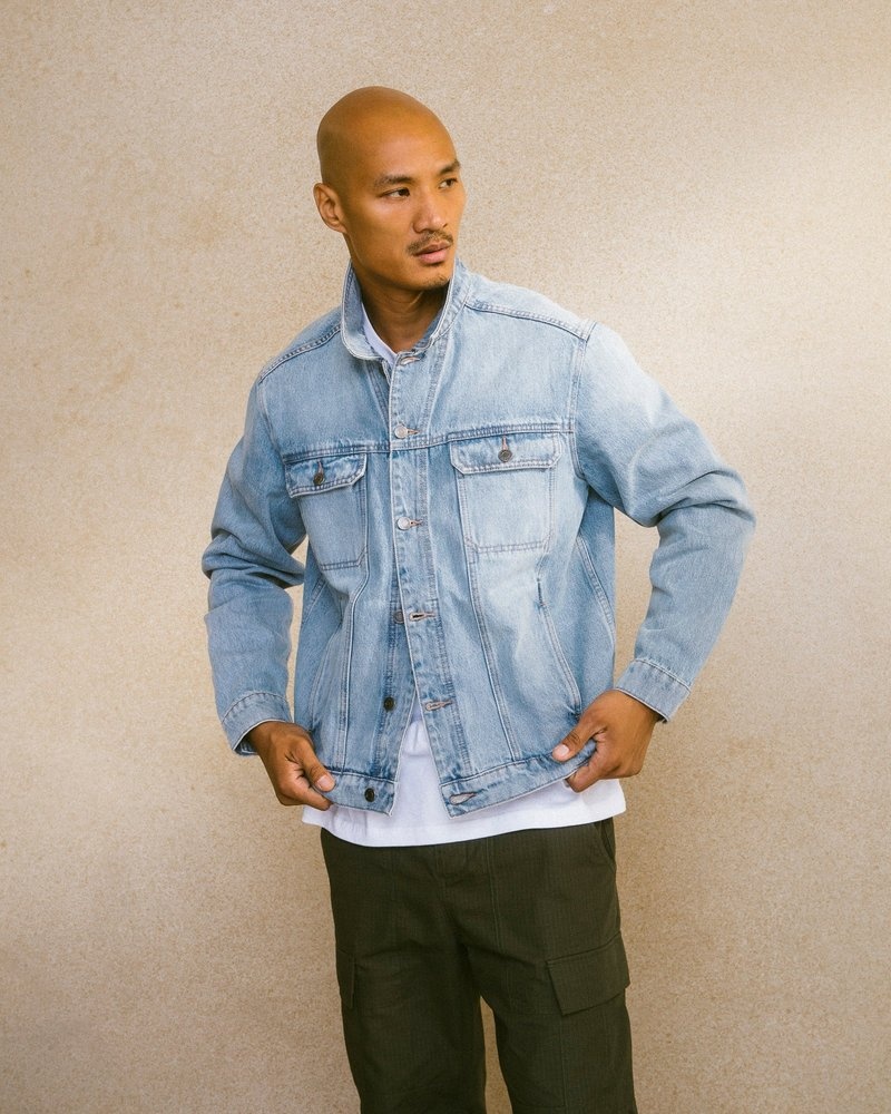 octobers very own ovo trucker jacket blue outerwear