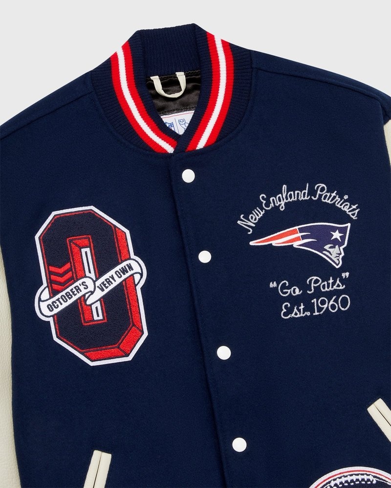 outerwear octobers very own ovo nfl new england patriots varsity jacket blue
