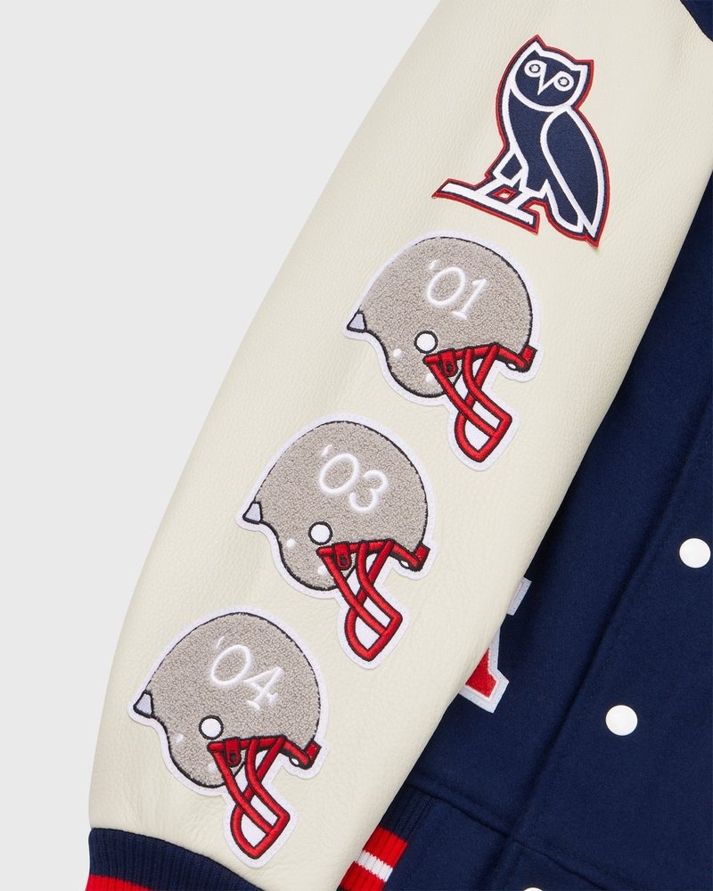 outerwear octobers very own ovo nfl new england patriots varsity jacket blue