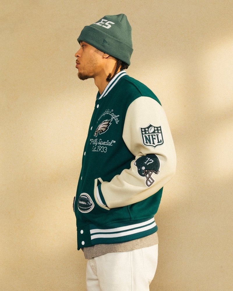 outerwear octobers very own ovo nfl philadelphia eagles varsity jacket green