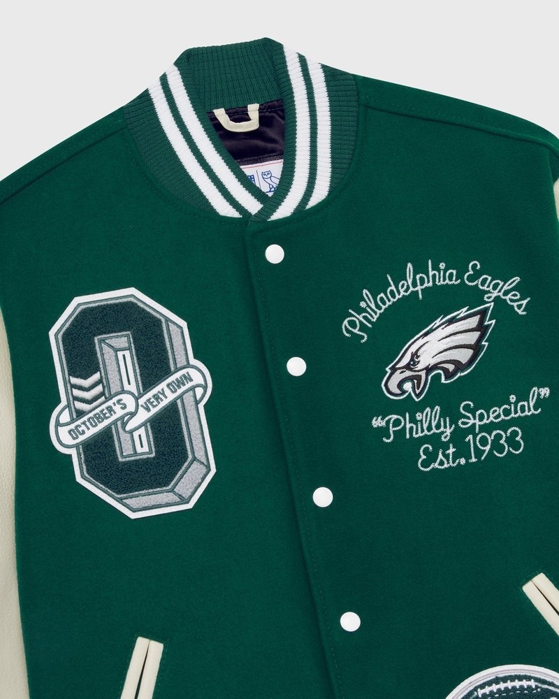 outerwear octobers very own ovo nfl philadelphia eagles varsity jacket green