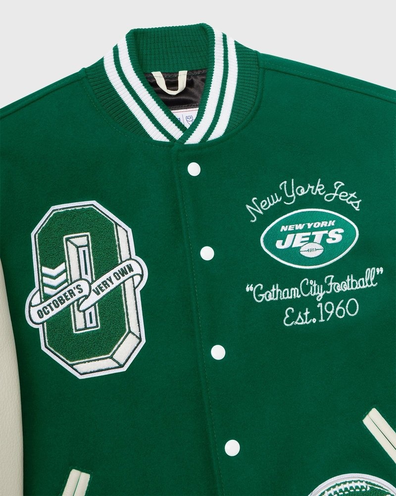 outerwear octobers very own ovo nfl new york jets varsity jacket green