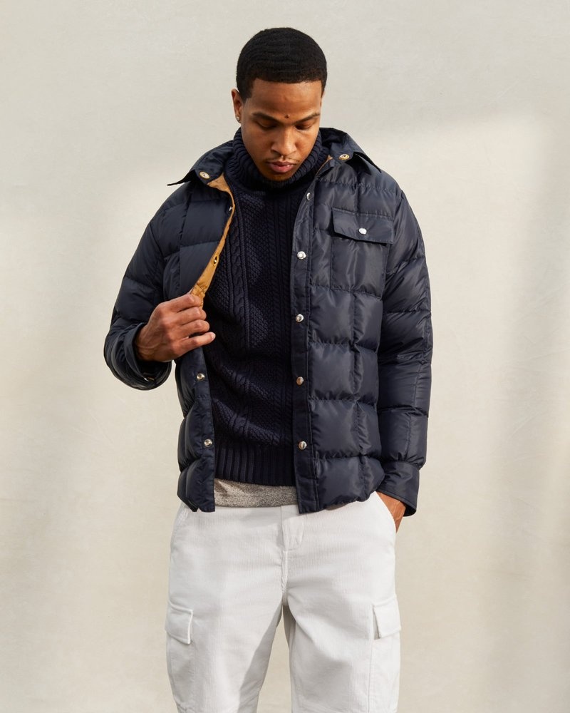 outerwear octobers very own ovo crescent down works down shirt navy blue