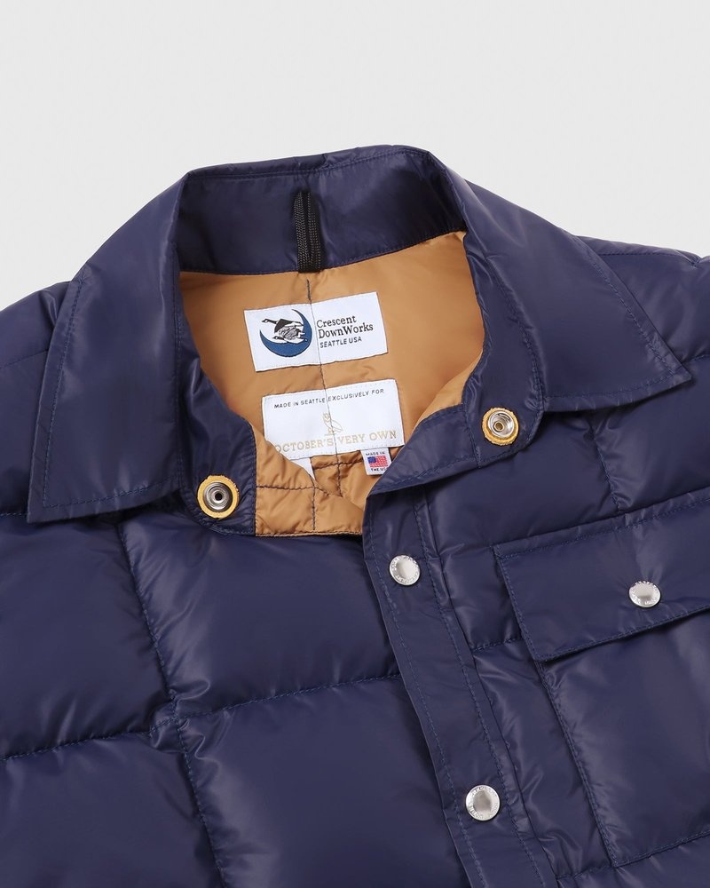 outerwear octobers very own ovo crescent down works down shirt navy blue