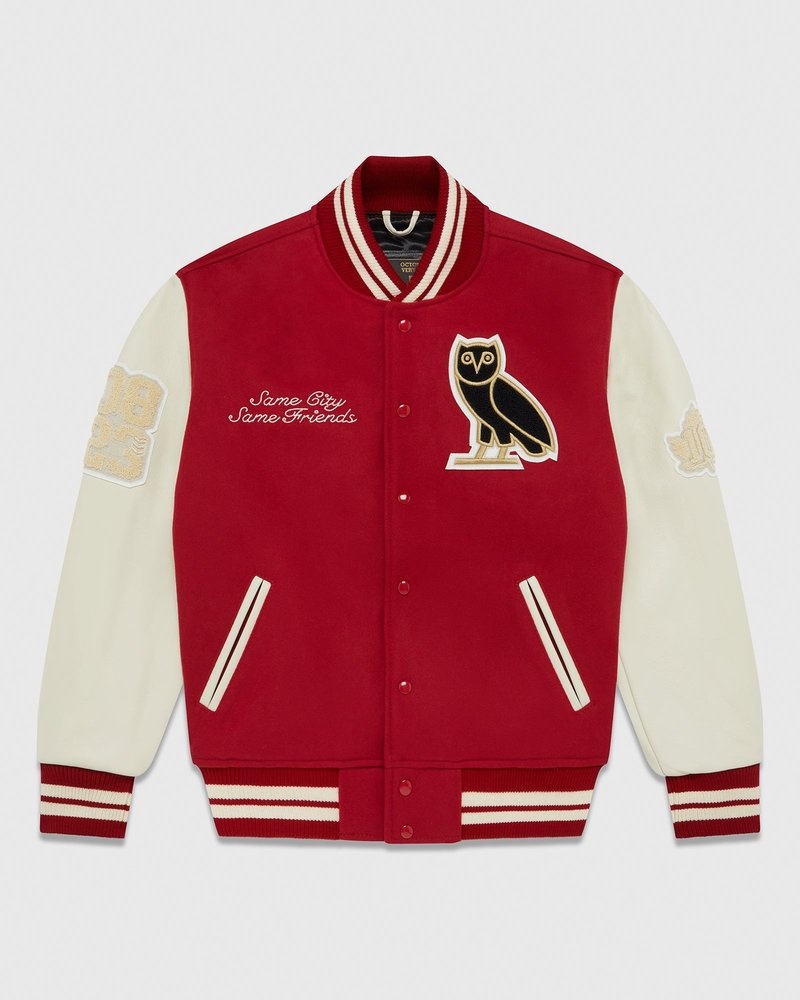 outerwear octobers very own ovo collegiate jacket redcream