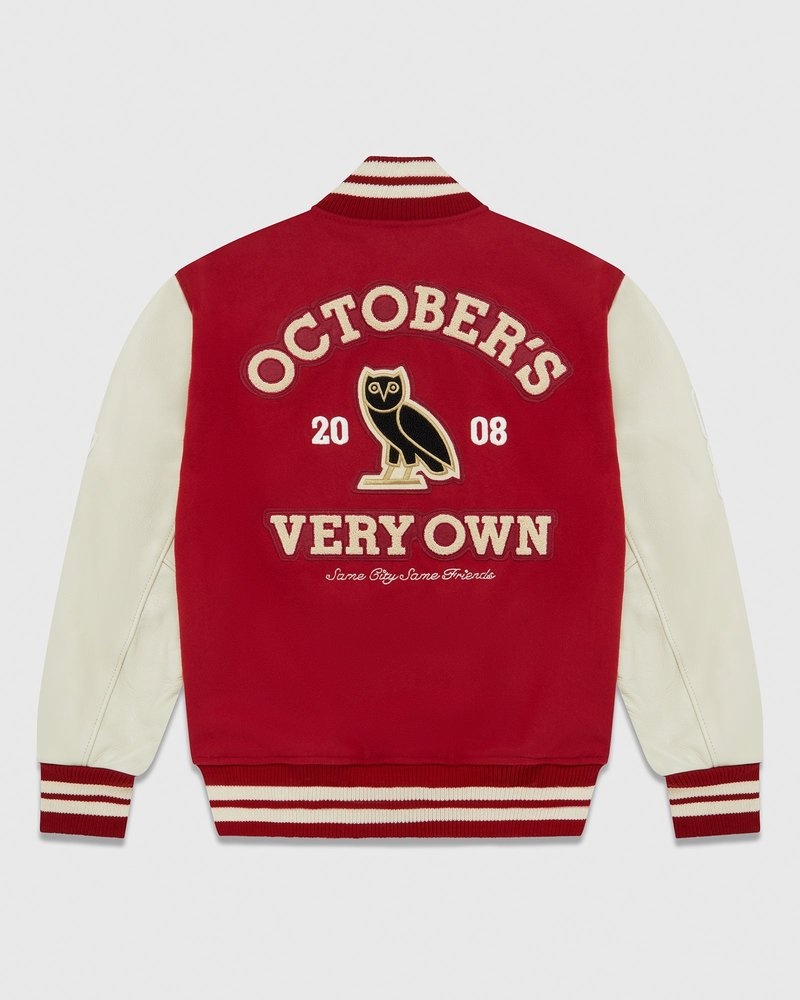 outerwear octobers very own ovo collegiate jacket redcream