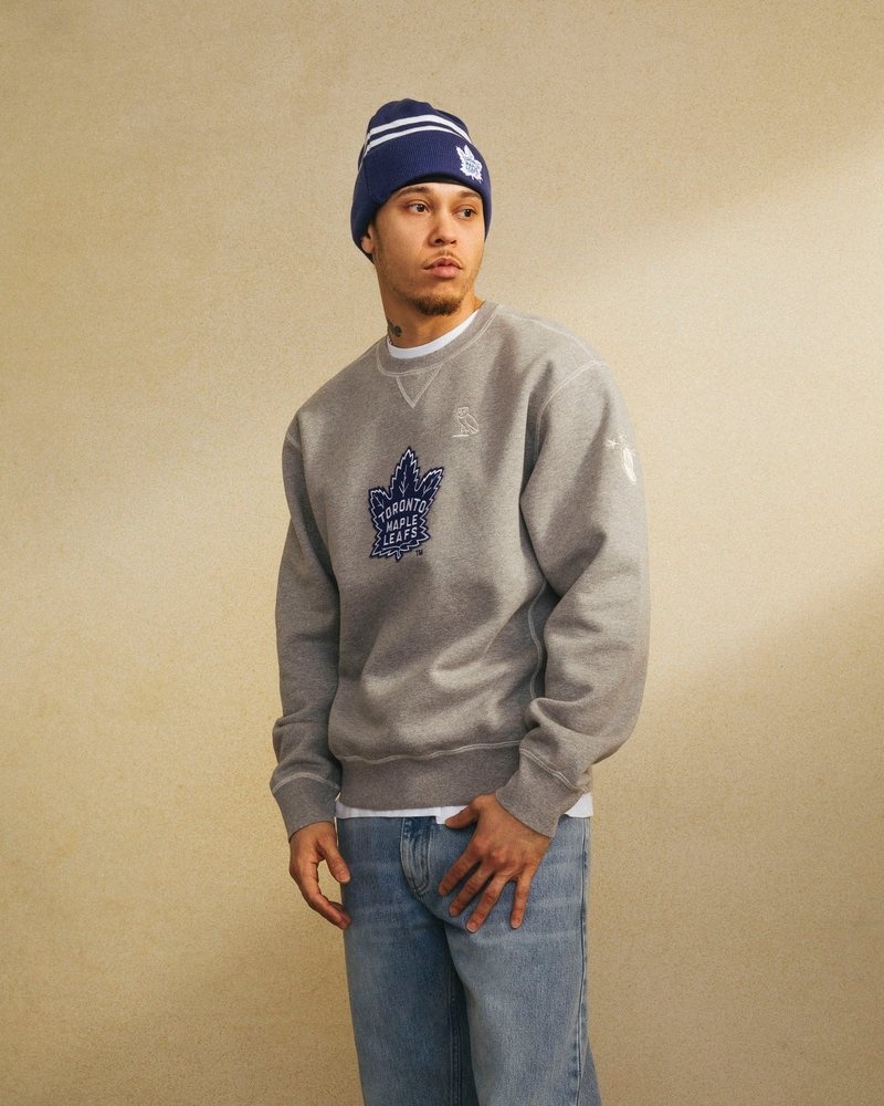 octobers very own ovo toronto maple leafs crewneck sweaters gray
