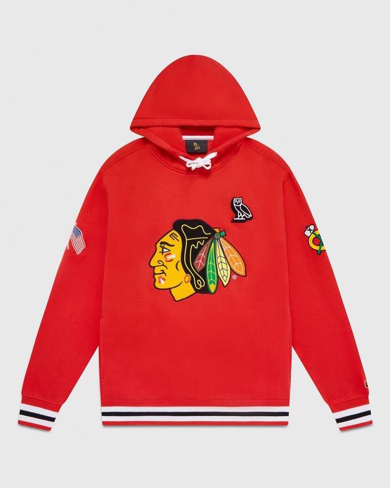 octobers very own ovo chicago blackhawks hoodie red sweaters