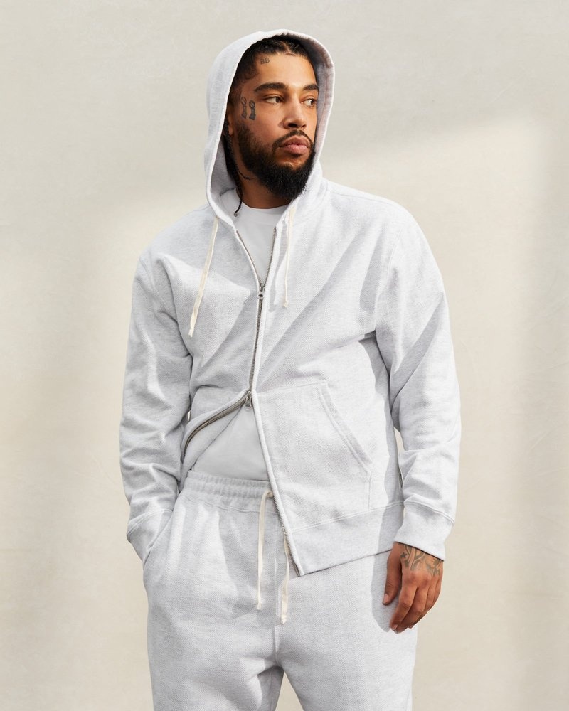 sweaters octobers very own ovo herringbone full-zip hoodie gray
