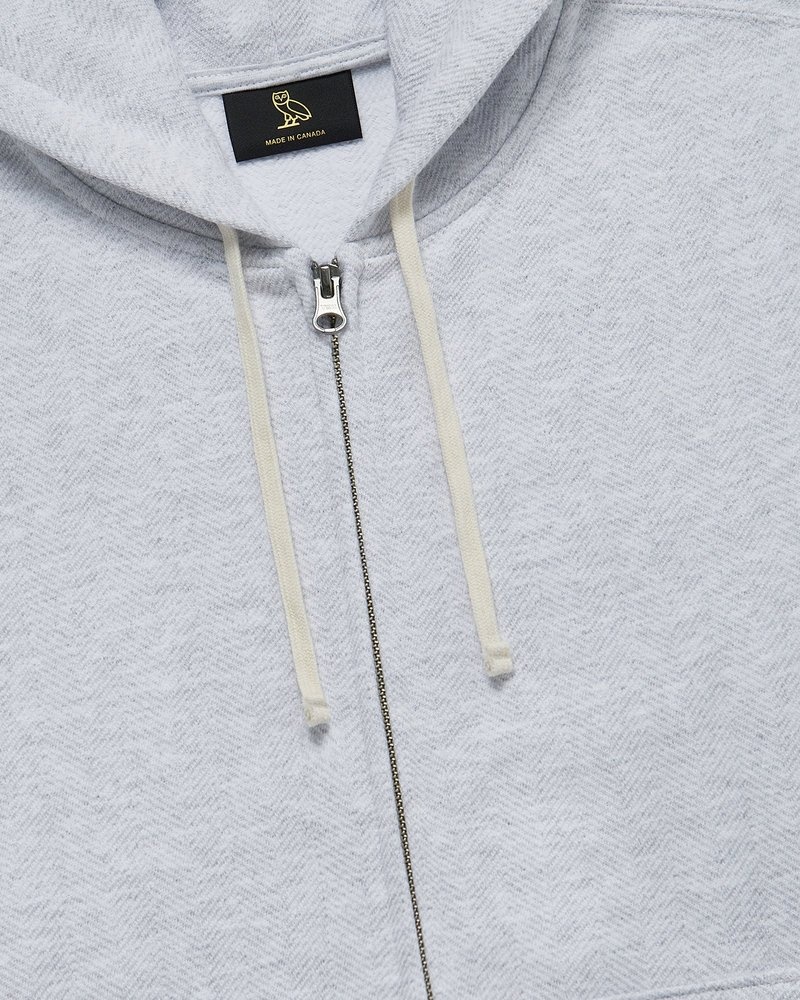 sweaters octobers very own ovo herringbone full-zip hoodie gray