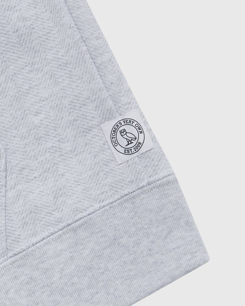 sweaters octobers very own ovo herringbone full-zip hoodie gray