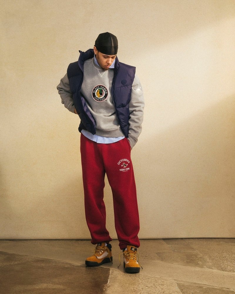 octobers very own ovo chicago blackhawks crewneck sweaters gray