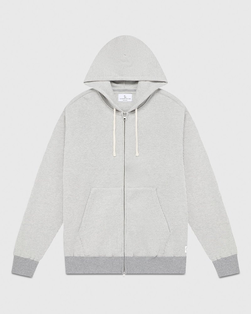 sweaters octobers very own ovo seersucker fleece full zip hoodie greycream
