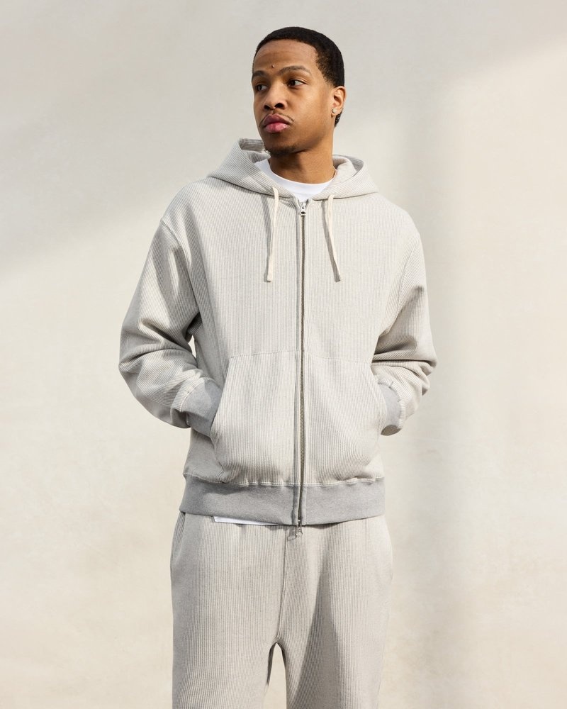 sweaters octobers very own ovo seersucker fleece full zip hoodie greycream