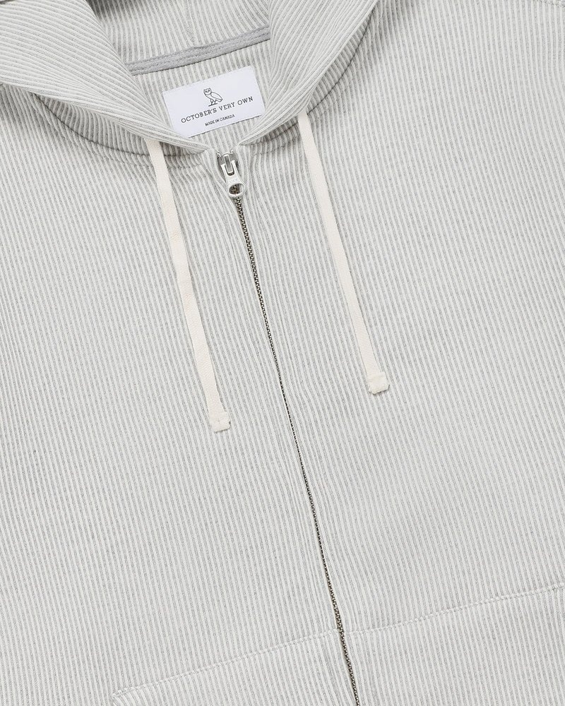 sweaters octobers very own ovo seersucker fleece full zip hoodie greycream