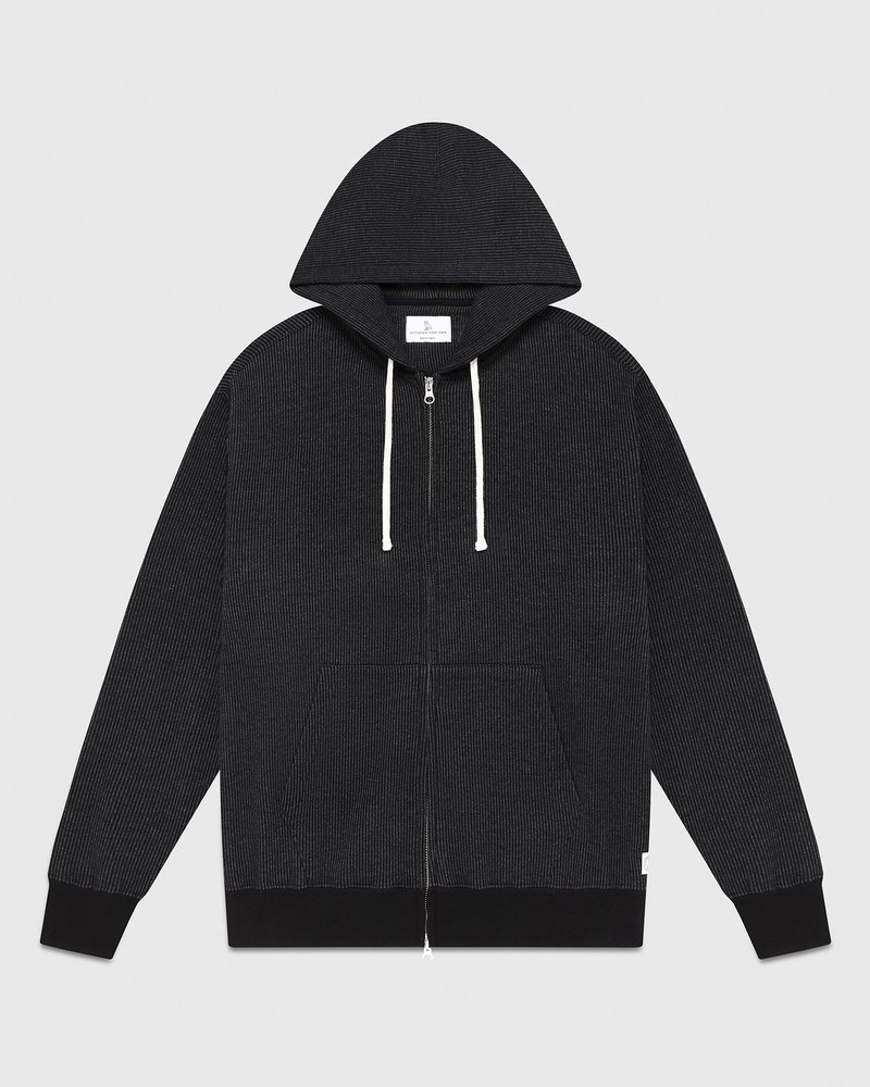 sweaters octobers very own ovo seersucker fleece full zip hoodie blackcharcoal