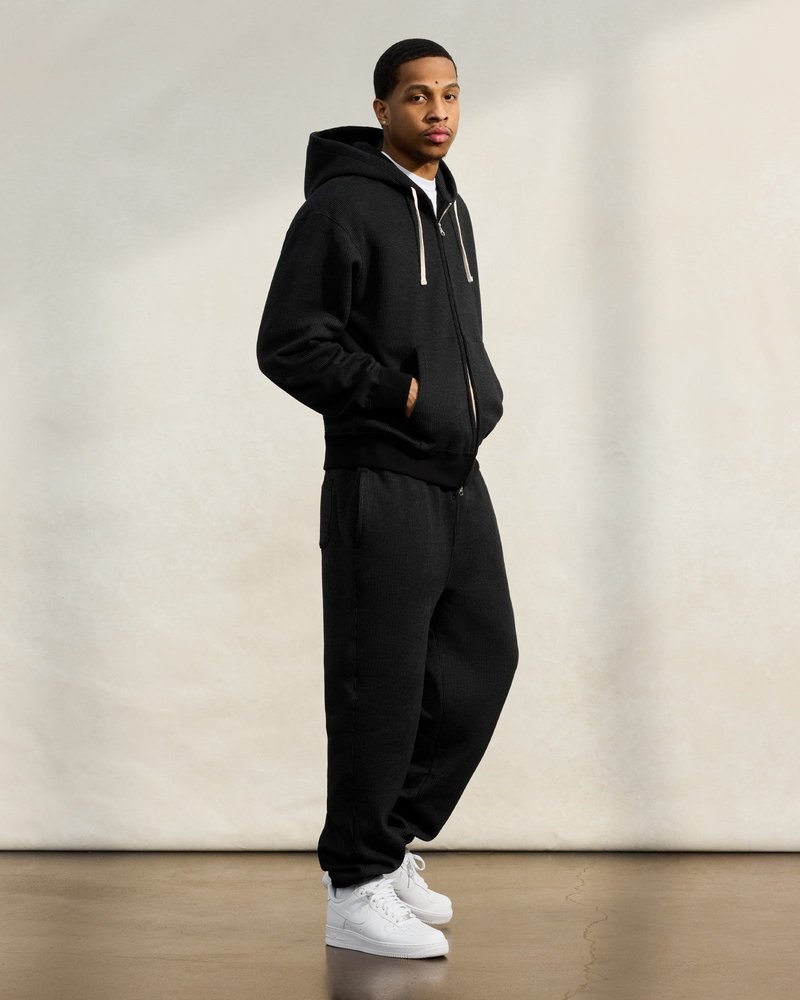 sweaters octobers very own ovo seersucker fleece full zip hoodie blackcharcoal
