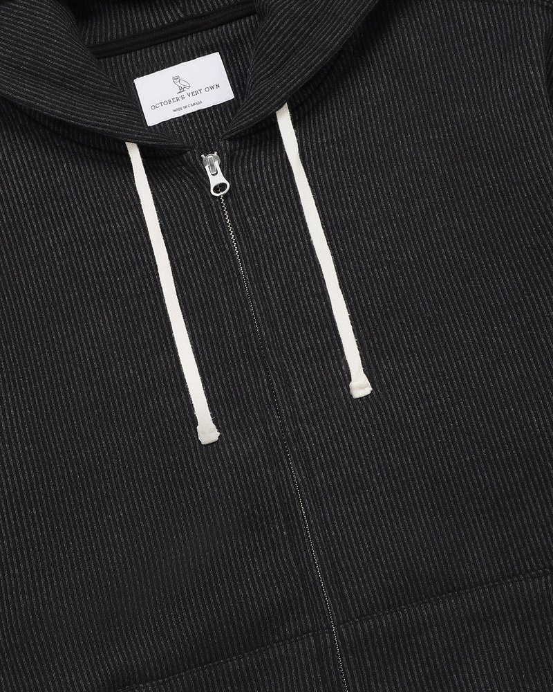 sweaters octobers very own ovo seersucker fleece full zip hoodie blackcharcoal