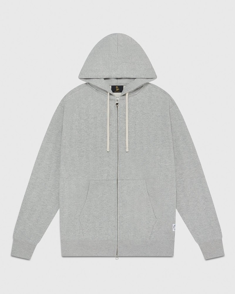 sweaters octobers very own ovo herringbone full-zip hoodie gray
