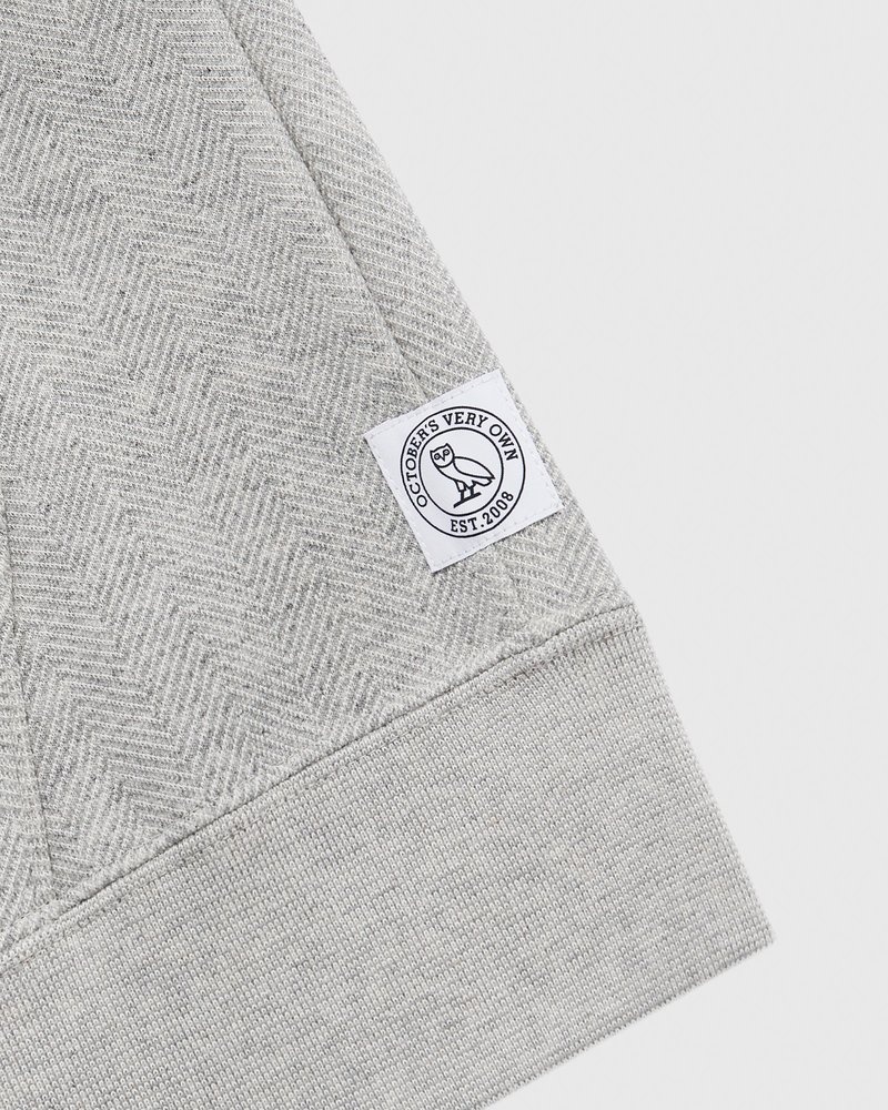 sweaters octobers very own ovo herringbone full-zip hoodie gray