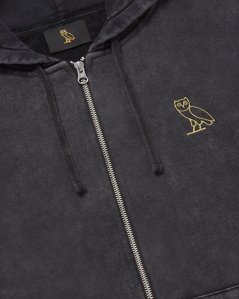 sweaters octobers very own ovo muskoka garment dyed full-zip hoodie black