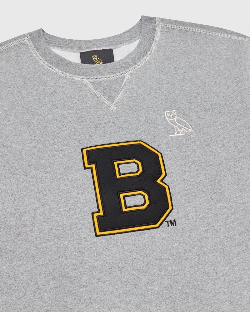 octobers very own ovo boston bruins crewneck sweaters gray