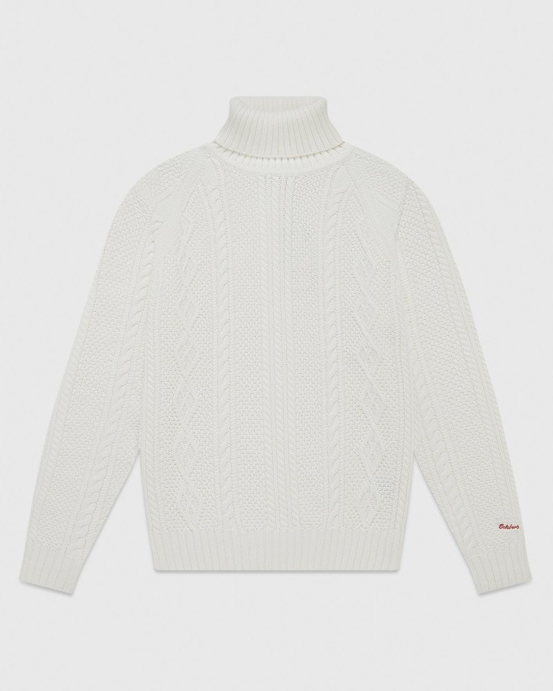 tops octobers very own ovo cable knit turtleneck sweater white