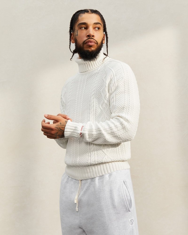 tops octobers very own ovo cable knit turtleneck sweater white