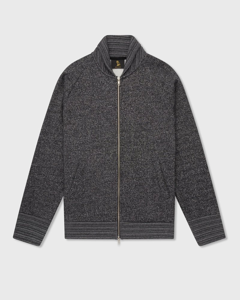 tops octobers very own ovo speckle fleece full-zip cardigan black