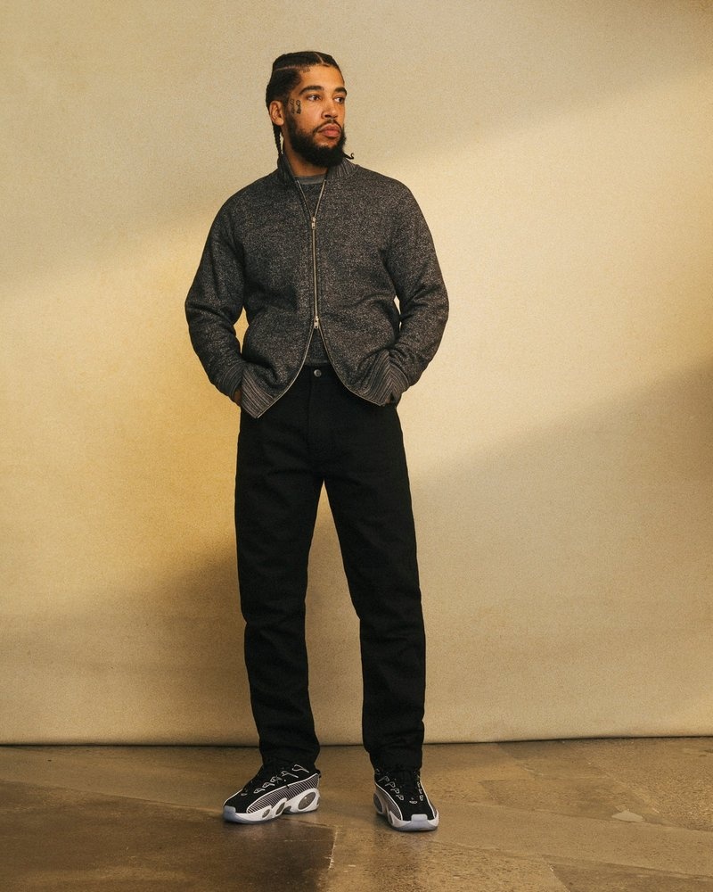 tops octobers very own ovo speckle fleece full-zip cardigan black