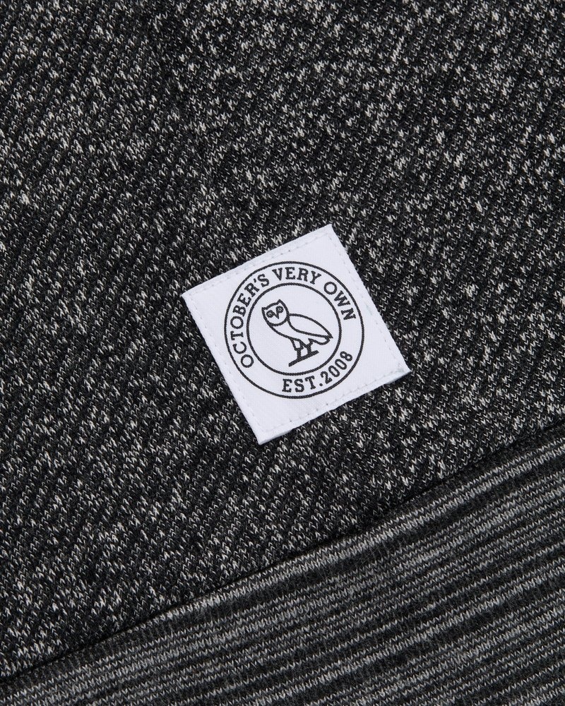 tops octobers very own ovo speckle fleece full-zip cardigan black