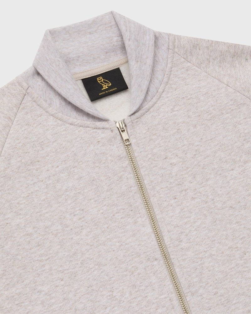 tops octobers very own ovo speckle fleece full-zip cardigan oatmeal