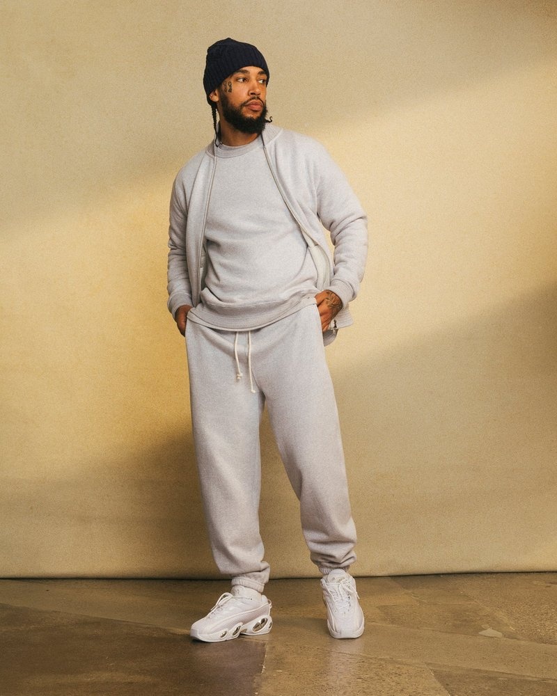 tops octobers very own ovo speckle fleece full-zip cardigan gray