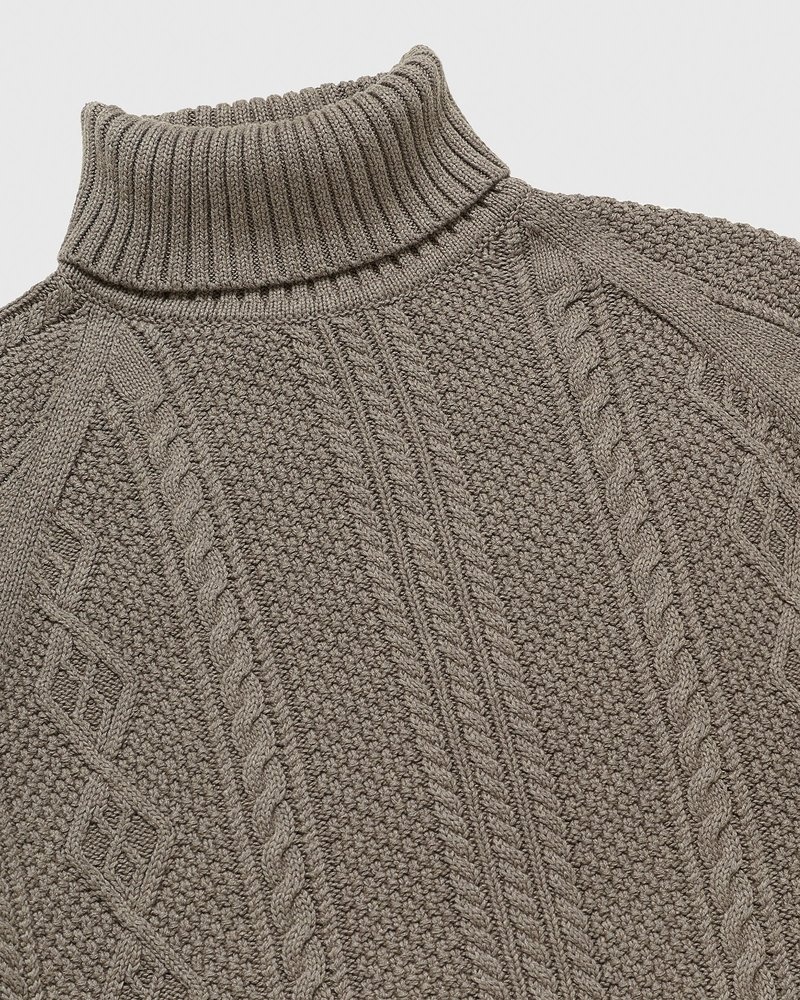 tops octobers very own ovo cable knit turtleneck sweater taupe