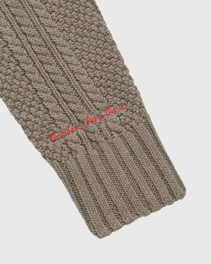 tops octobers very own ovo cable knit turtleneck sweater taupe