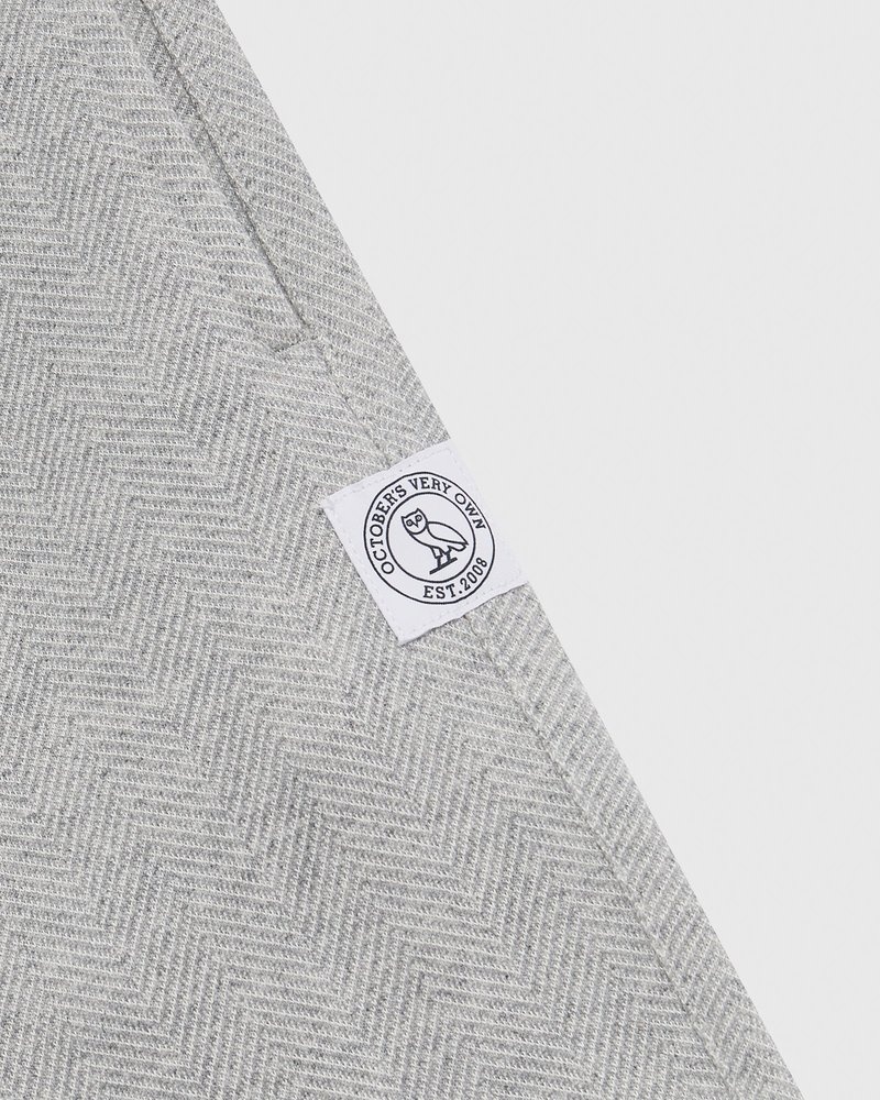 octobers very own ovo herringbone open hem sweatpant gray