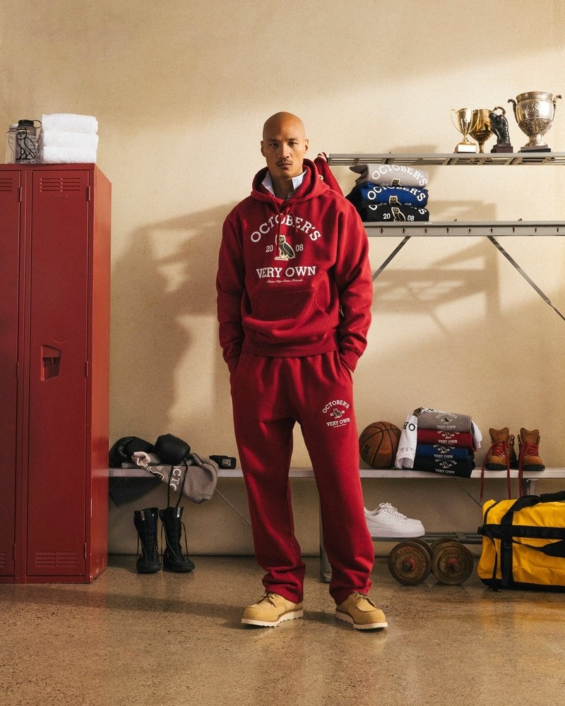 octobers very own ovo collegiate open hem sweatpant scarlet