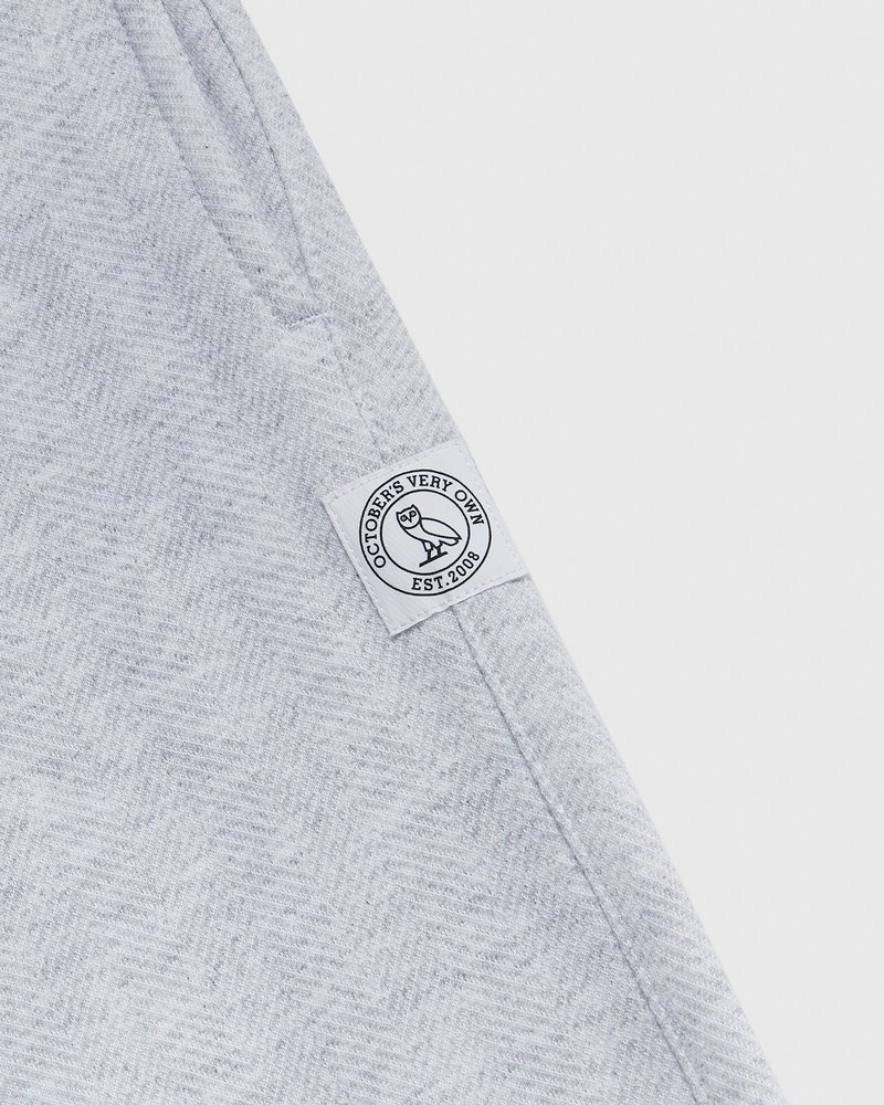 octobers very own ovo herringbone open hem sweatpant gray