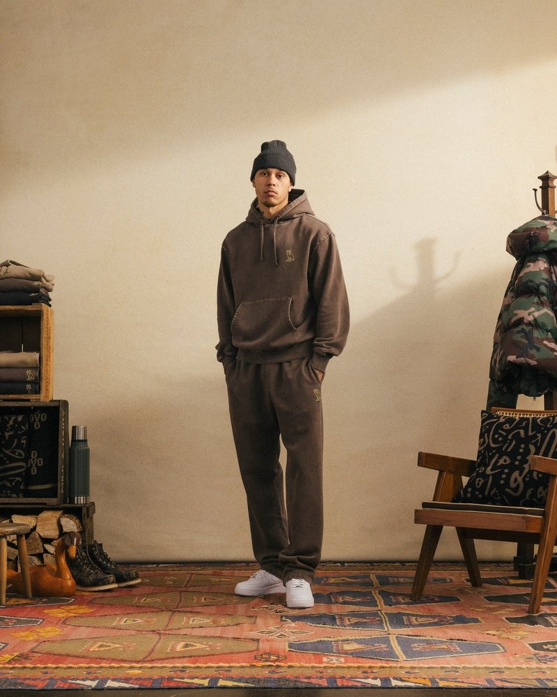 pants octobers very own ovo muskoka garment dyed open hem sweatpant brown