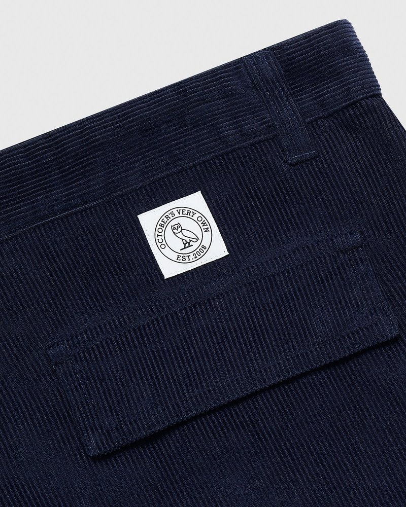 octobers very own ovo corduroy cargo pant navy blue