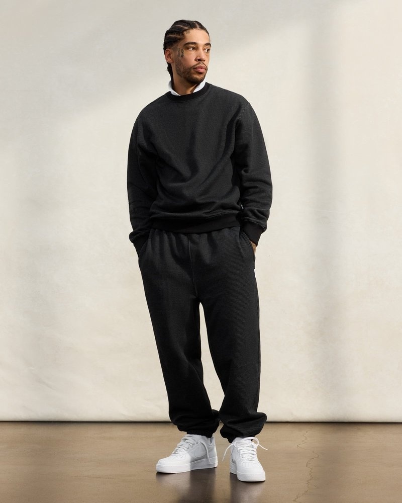 octobers very own ovo seersucker fleece relaxed fit sweatpant blackcharcoal