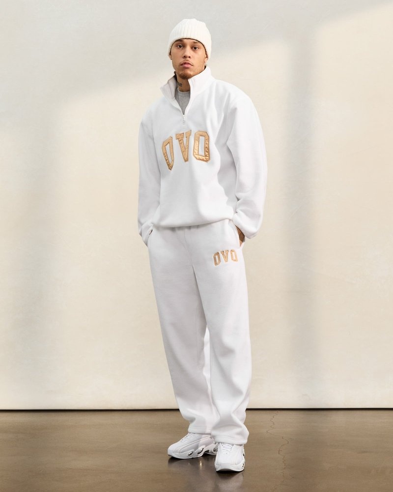 octobers very own ovo arch logo open hem sweatpant white