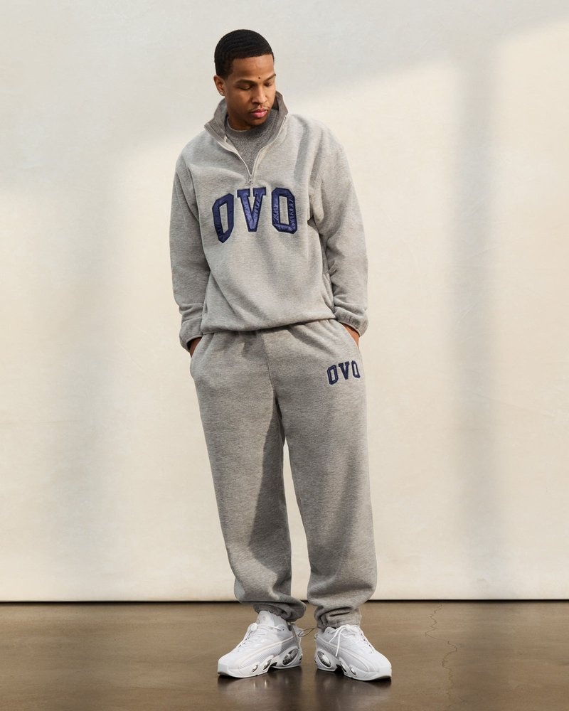 octobers very own ovo arch logo open hem sweatpant gray