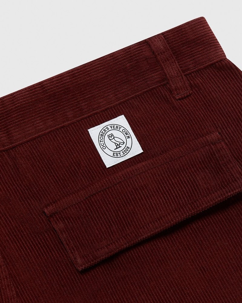 octobers very own ovo corduroy cargo pants red