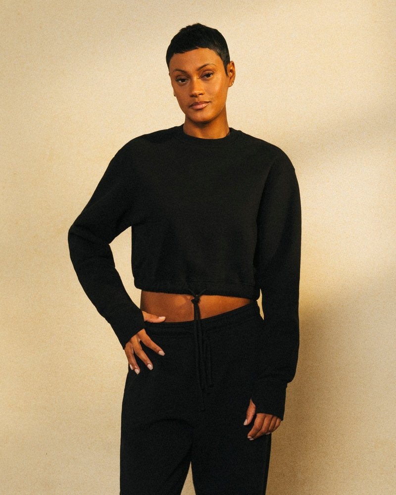 sweaters octobers very own ovo cropped crewneck sweatshirt black